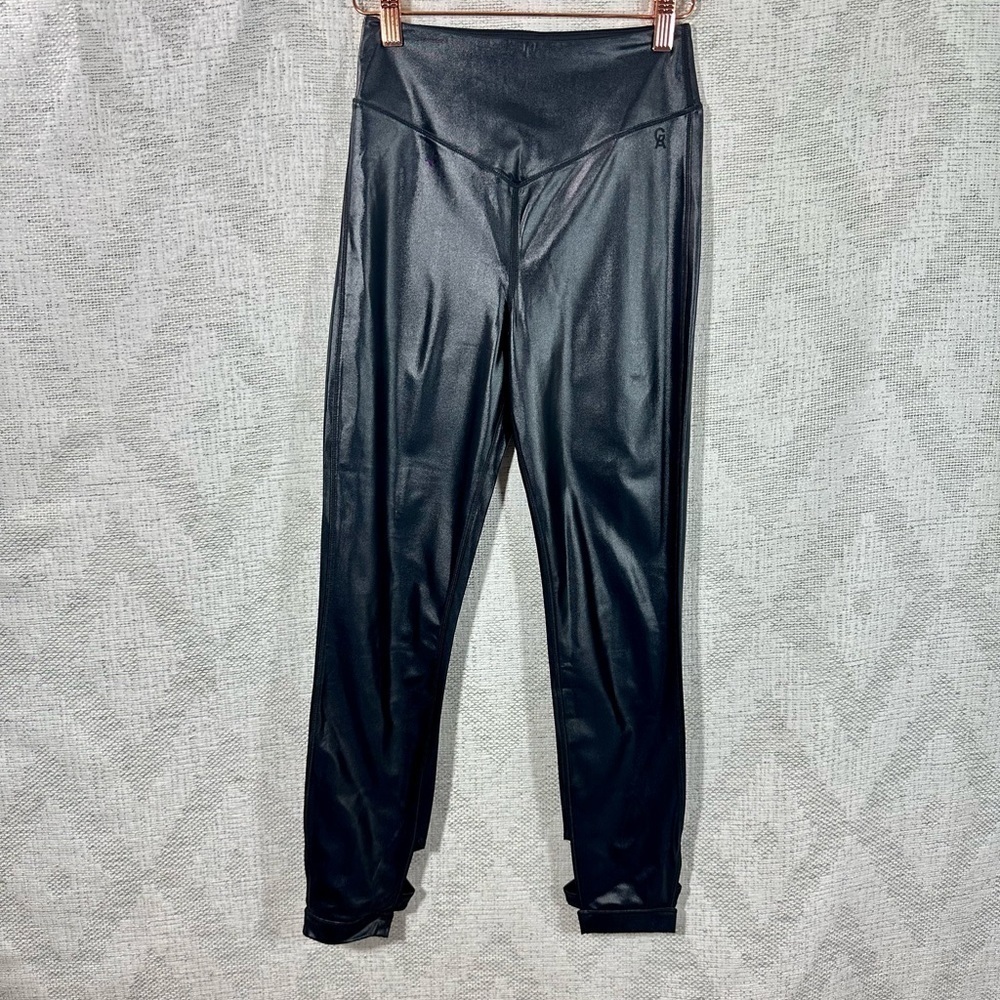 NWT Good American black faux leather elite cutout leggings size 2